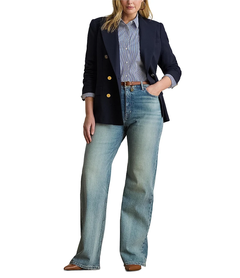 Lauren Ralph Lauren Plus Size High Rise Wide-Leg Denim Jeans