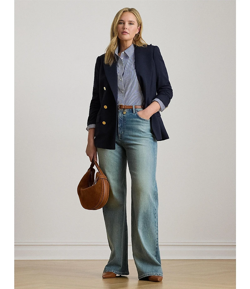 Lauren Ralph Lauren Plus Size High Rise Wide-Leg Denim Jeans