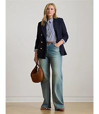 Lauren Ralph Lauren Plus Size High Rise Wide-Leg Denim Jeans
