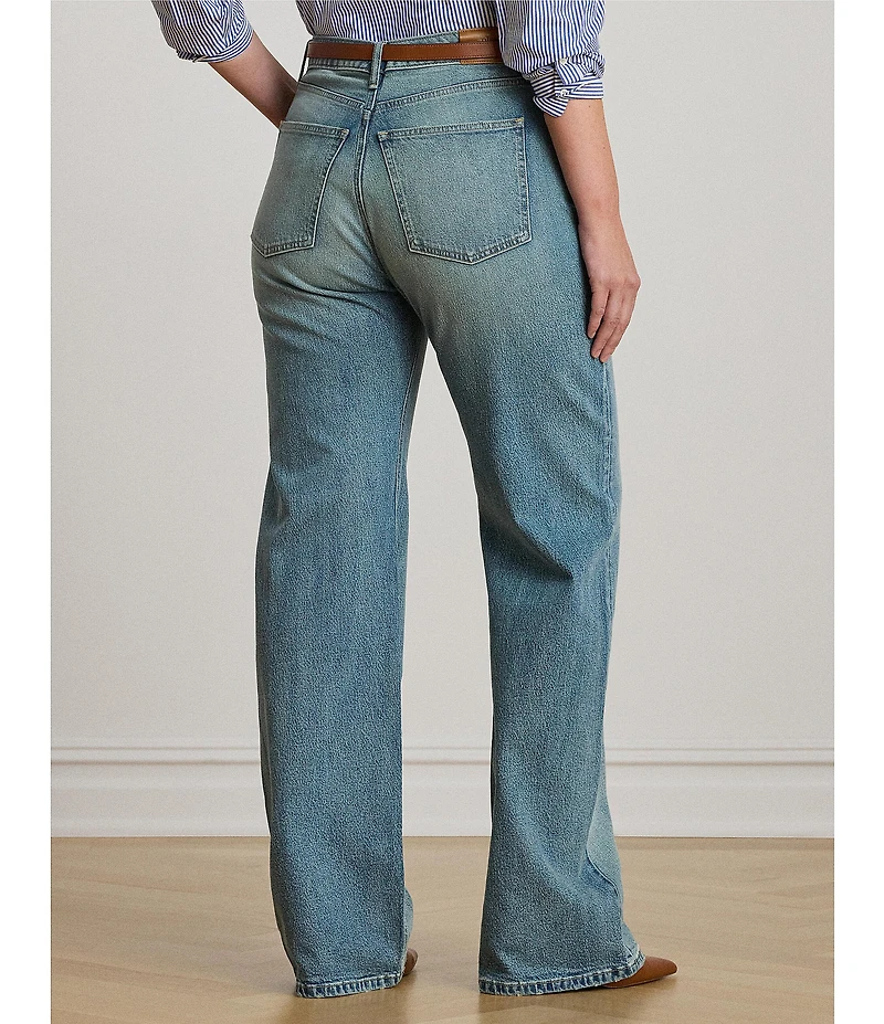 Lauren Ralph Lauren Plus Size High Rise Wide-Leg Denim Jeans