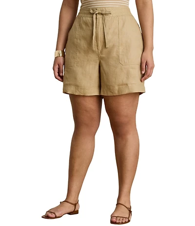 Lauren Ralph Lauren Plus Size High Rise Wide Leg Drawcord Shorts