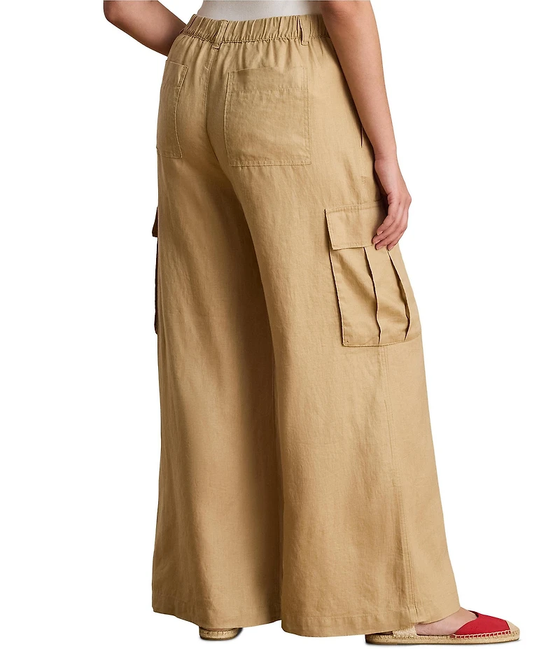 Lauren Ralph Lauren Plus Size High Rise Wide Leg Linen Cargo Pants