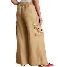 Lauren Ralph Lauren Plus Size High Rise Wide Leg Linen Cargo Pants