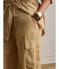 Lauren Ralph Lauren Plus Size High Rise Wide Leg Linen Cargo Pants
