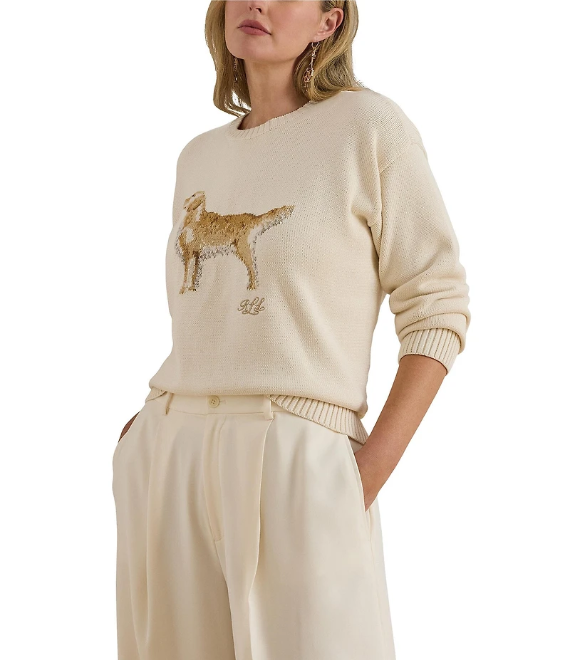 Lauren Ralph Lauren Plus Size Intarsia-Knit Golden Retriever Sweater