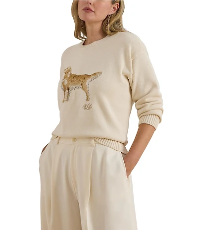 Lauren Ralph Lauren Plus Size Intarsia-Knit Golden Retriever Sweater