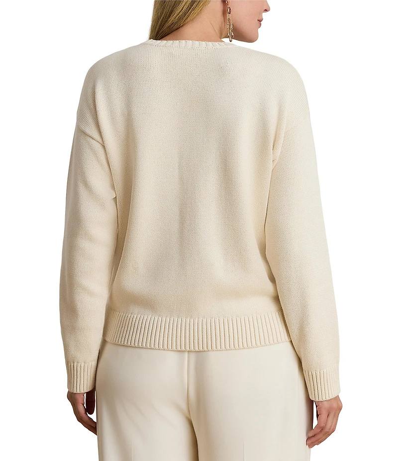 Lauren Ralph Lauren Plus Size Intarsia-Knit Golden Retriever Sweater