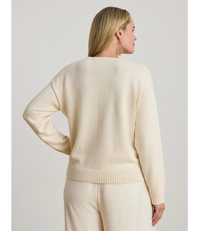 Lauren Ralph Lauren Plus Size Intarsia-Knit Golden Retriever Sweater