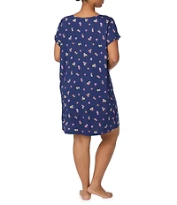 Lauren Ralph Lauren Plus Size Jersey Knit Ditsy Floral Flutter Sleeve Scoop Neck Short Nightgown