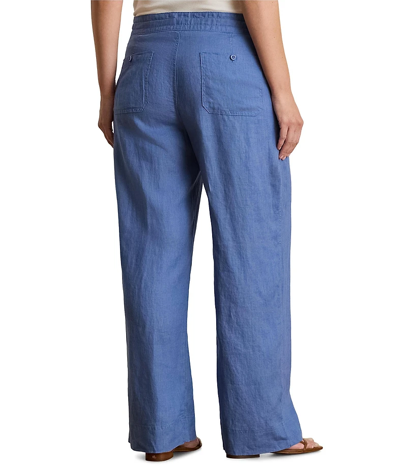Lauren Ralph Lauren Plus Size Linen Mid Rise Wide Leg Pull-On Pant