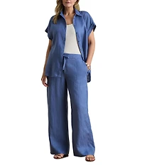 Lauren Ralph Lauren Plus Size Linen Mid Rise Wide Leg Pull-On Pant