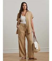 Lauren Ralph Lauren Plus Size Linen Wide Leg Pants