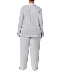 Lauren Ralph Lauren Plus Size Long Sleeve Notch Collar Long Pant Jersey Knit Pajama Set