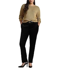 Lauren Ralph Lauren Plus Size Metallic Cotton Blend Crew Neck Long Sleeve Sweater