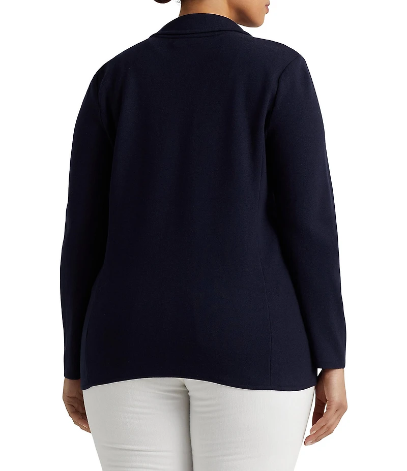 Lauren Ralph Lauren Plus Size Notch Lapel Long Sleeve Cotton Knit Blazer