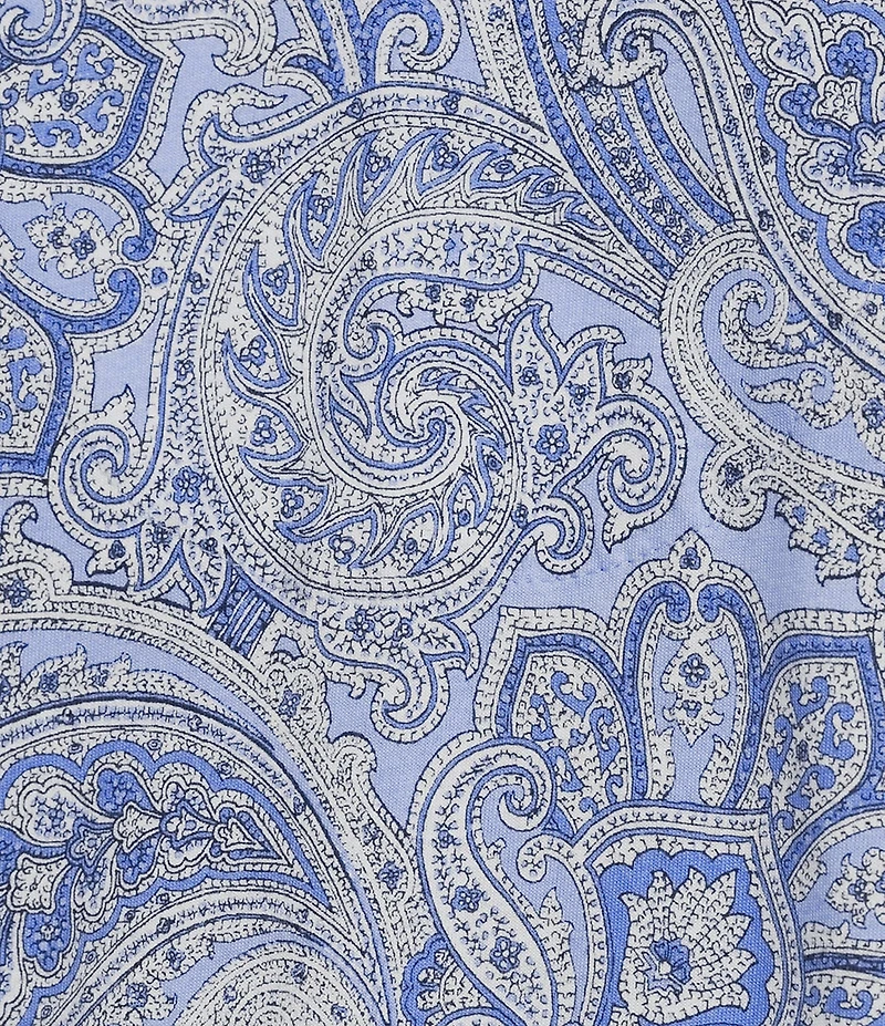Lauren Ralph Lauren Plus Size Paisley Print Notch Collar 3/4 Sleeve Button Front Capri Pajama Set