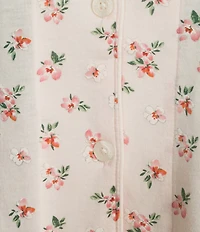 Lauren Ralph Lauren Plus Size Pink Bouquet Print Short Sleeve Notch Collar Knit Pajama Set