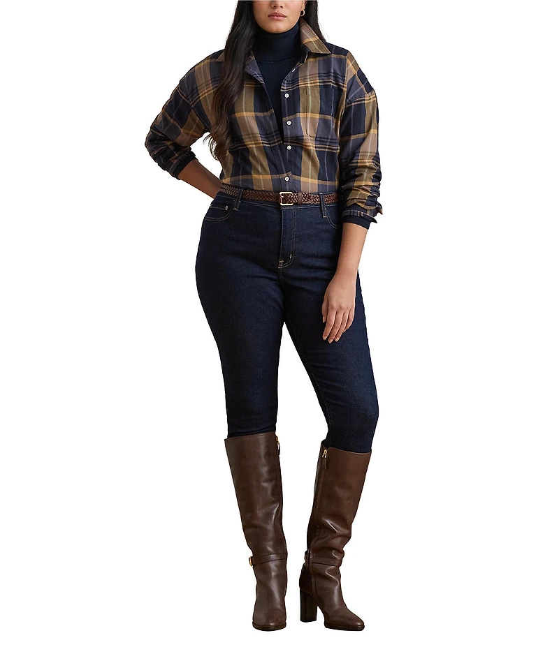 Lauren Ralph Lauren Plus Size Plaid Cotton Twill Woven Relaxed Fit Shirt