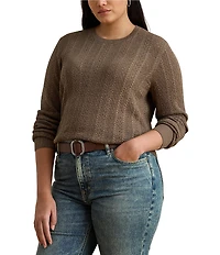 Lauren Ralph Lauren Plus Size Pointelle Knit Cotton-Blend Sweater