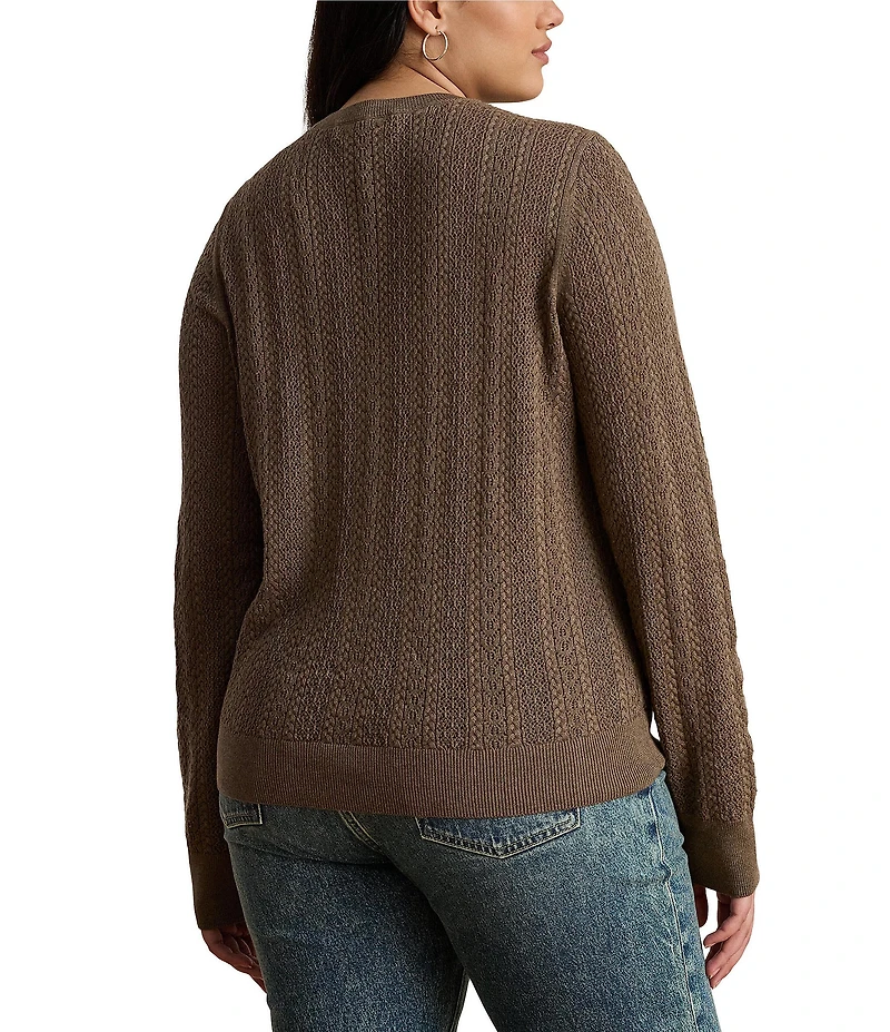 Lauren Ralph Lauren Plus Size Pointelle Knit Cotton-Blend Sweater