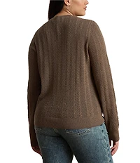 Lauren Ralph Lauren Plus Size Pointelle Knit Cotton-Blend Sweater