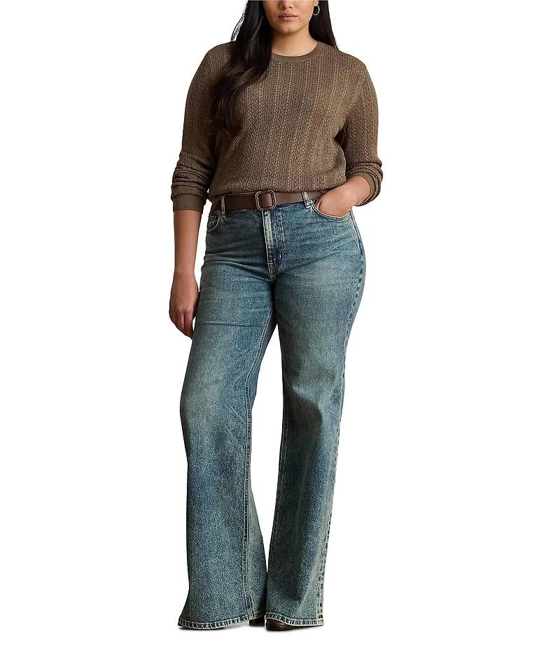 Lauren Ralph Lauren Plus Size Pointelle Knit Cotton-Blend Sweater
