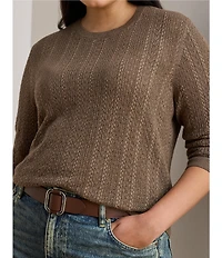 Lauren Ralph Lauren Plus Size Pointelle Knit Cotton-Blend Sweater