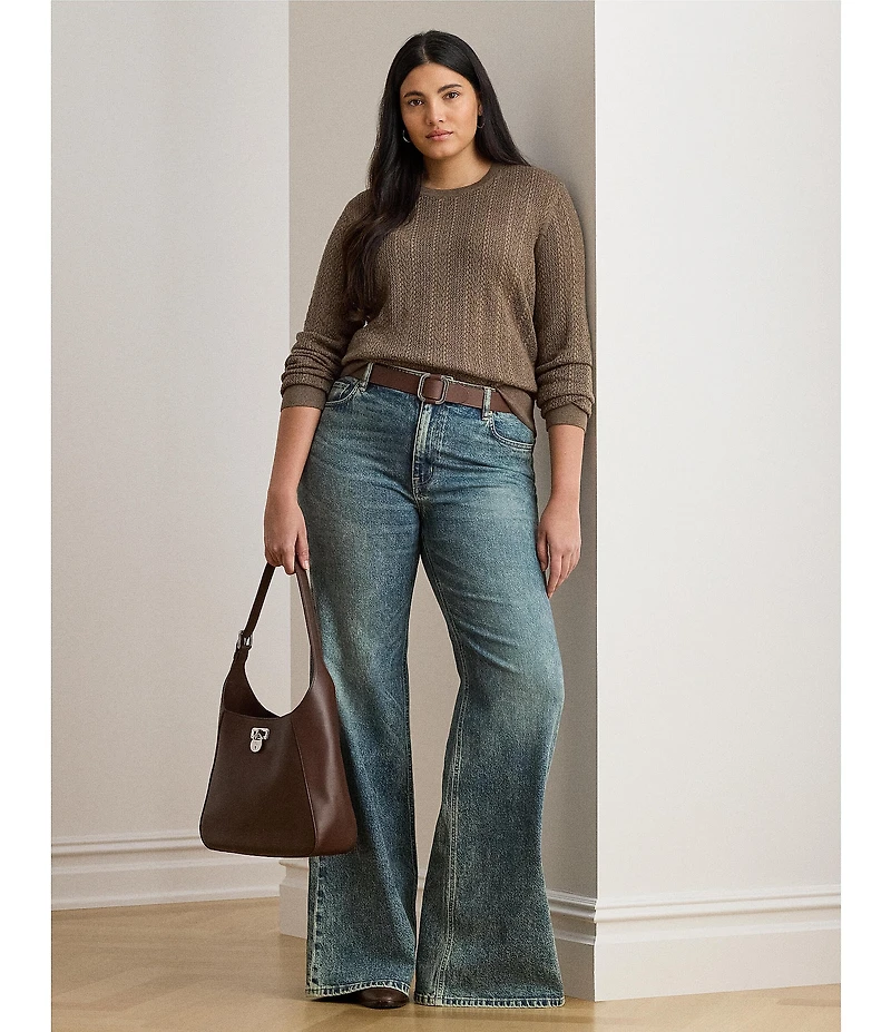 Lauren Ralph Lauren Plus Size Pointelle Knit Cotton-Blend Sweater