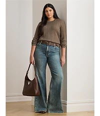 Lauren Ralph Lauren Plus Size Pointelle Knit Cotton-Blend Sweater