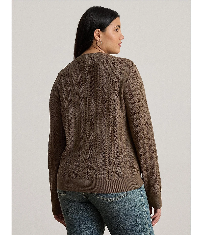 Lauren Ralph Lauren Plus Size Pointelle Knit Cotton-Blend Sweater