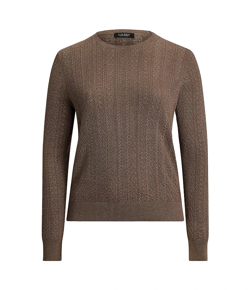 Lauren Ralph Lauren Plus Size Pointelle Knit Cotton-Blend Sweater