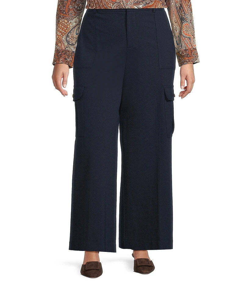 Lauren Ralph Lauren Plus Size Ponte Wide Leg Cargo Pants
