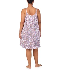 Lauren Ralph Lauren Plus Size Printed Sleeveless Scoop Neck Knit Short Nightgown