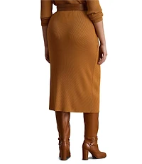 Lauren Ralph Lauren Plus Size Rib-Knit Pull-On Side Slit Midi Coordinating Pencil Skirt