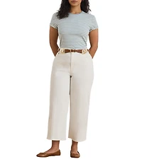 Lauren Ralph Lauren Plus Size Ribbed Knit Yarn-Dyed Stripe Crew Neck Short Sleeve Tee