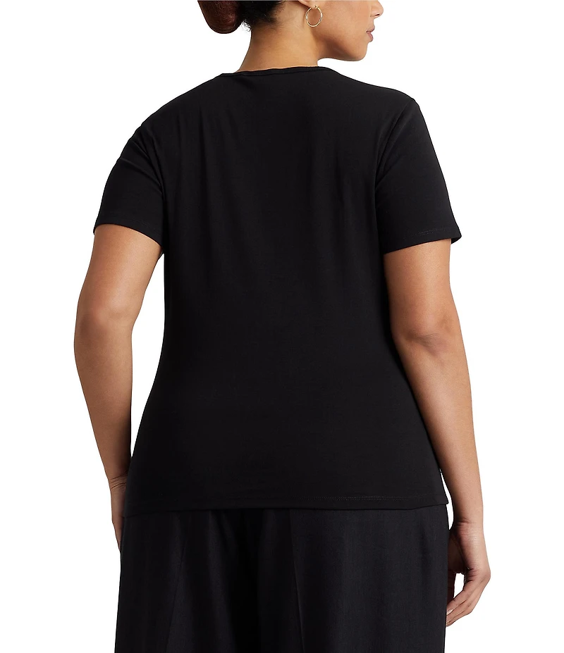Lauren Ralph Lauren Plus Size Crew Neck Short Sleeve Stretch Cotton T-Shirt