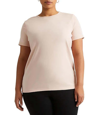 Lauren Ralph Lauren Plus Size Crew Neck Short Sleeve Stretch Cotton T-Shirt