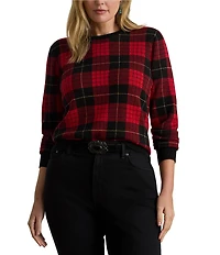 Lauren Ralph Lauren Plus Size Soft Cotton Blend Festive Plaid Sweater
