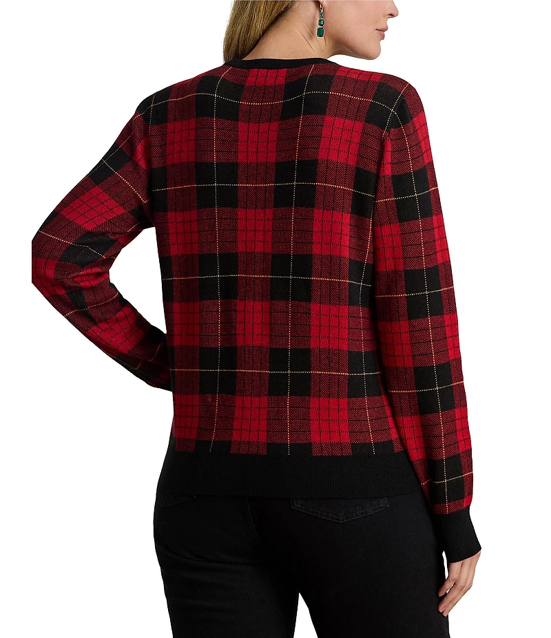 Lauren Ralph Lauren Plus Size Soft Cotton Blend Festive Plaid Sweater