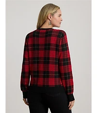 Lauren Ralph Lauren Plus Size Soft Cotton Blend Festive Plaid Sweater