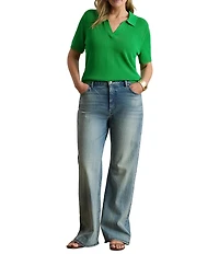 Lauren Ralph Lauren Plus Size Soft Cotton-Blend Johnny Collar Short Sleeve Polo Sweater