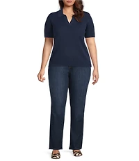 Lauren Ralph Lauren Plus Size Soft Cotton-Blend Johnny Collar Short Sleeve Polo Sweater