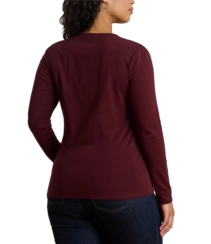 Lauren Ralph Lauren Plus Size Soft Knit Crew Neck Long Sleeve Tee Shirt