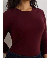 Lauren Ralph Lauren Plus Size Soft Knit Crew Neck Long Sleeve Tee Shirt