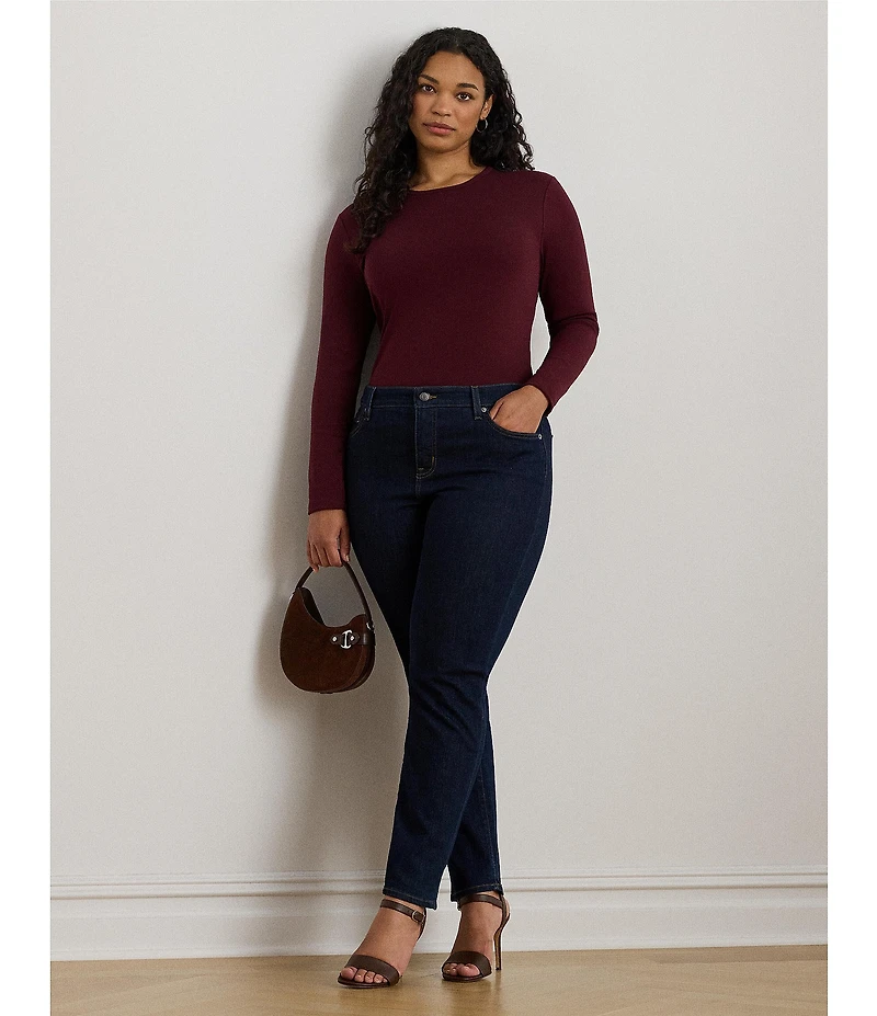 Lauren Ralph Lauren Plus Size Soft Knit Crew Neck Long Sleeve Tee Shirt
