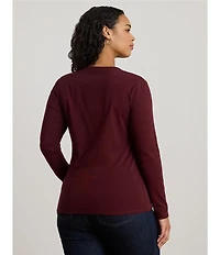 Lauren Ralph Lauren Plus Size Soft Knit Crew Neck Long Sleeve Tee Shirt