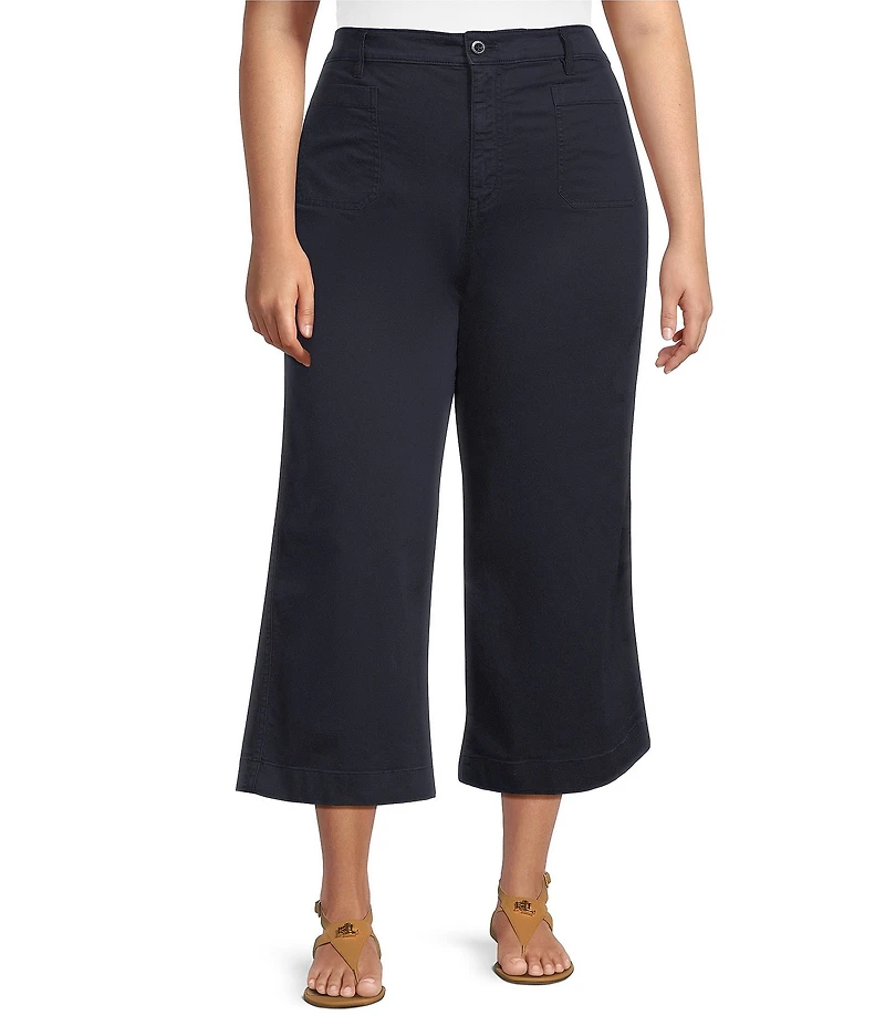 Lauren Ralph Lauren Plus Size Stretch Chino Wide-Leg Cropped Pants