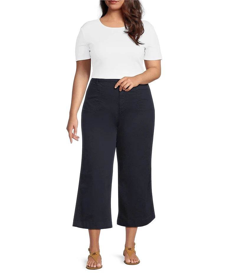 Lauren Ralph Lauren Plus Size Stretch Chino Wide-Leg Cropped Pants
