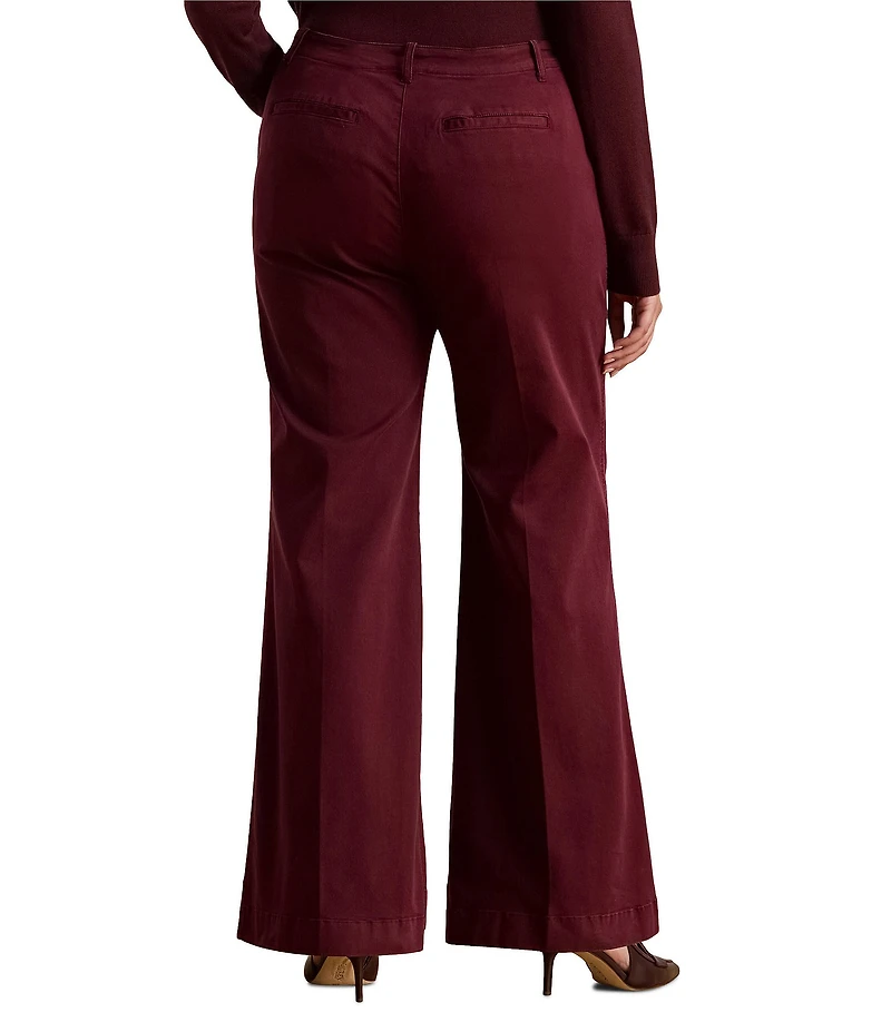 Lauren Ralph Lauren Plus Size Stretch Cotton Chino High Rise Flare Pants