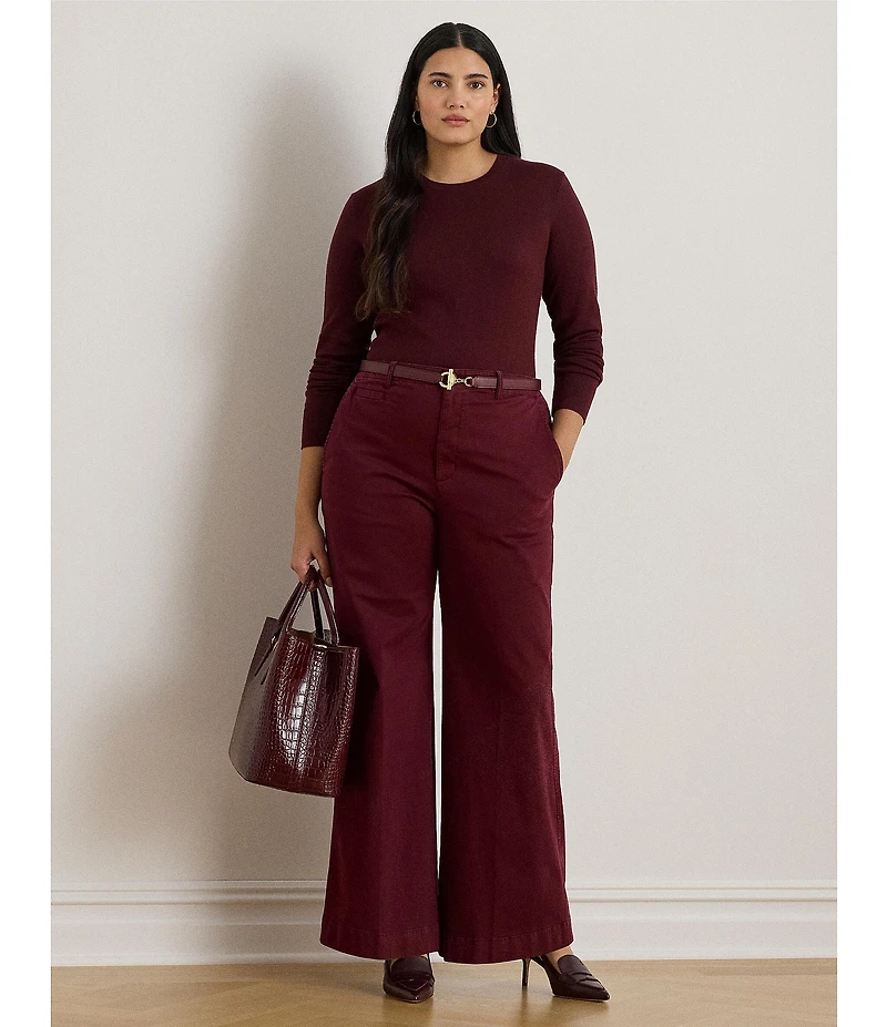 Lauren Ralph Lauren Plus Size Stretch Cotton Chino High Rise Flare Pants